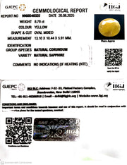 8.79/CT Natural Yellow Sapphire With Govt Lab Certificate (1221)